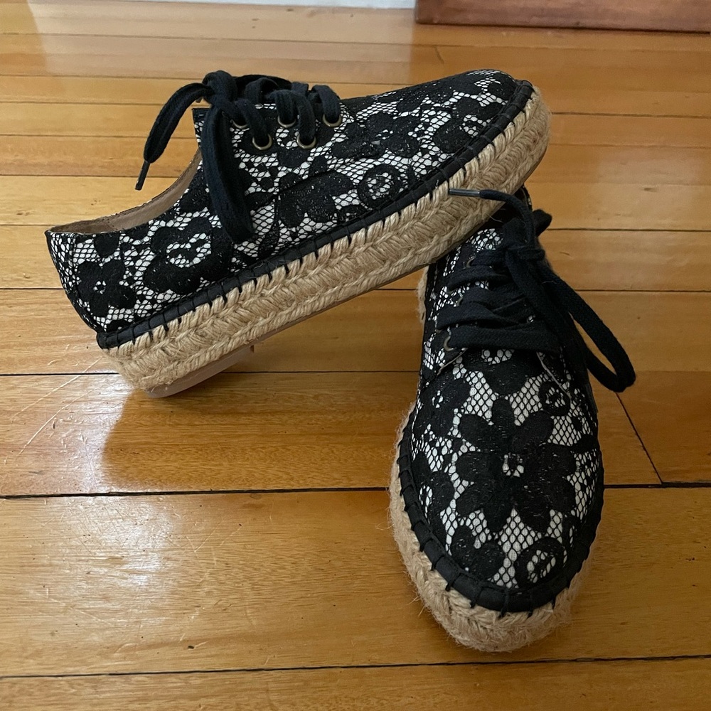 J/Slides Black Lace Espadrille Sneakers